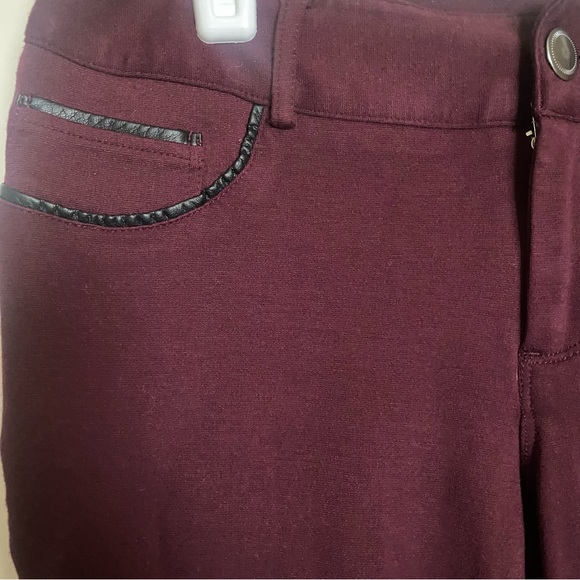 Maurices Burgundy Ponte Stretch Knit Skinny Pants Small - Picture 6 of 14